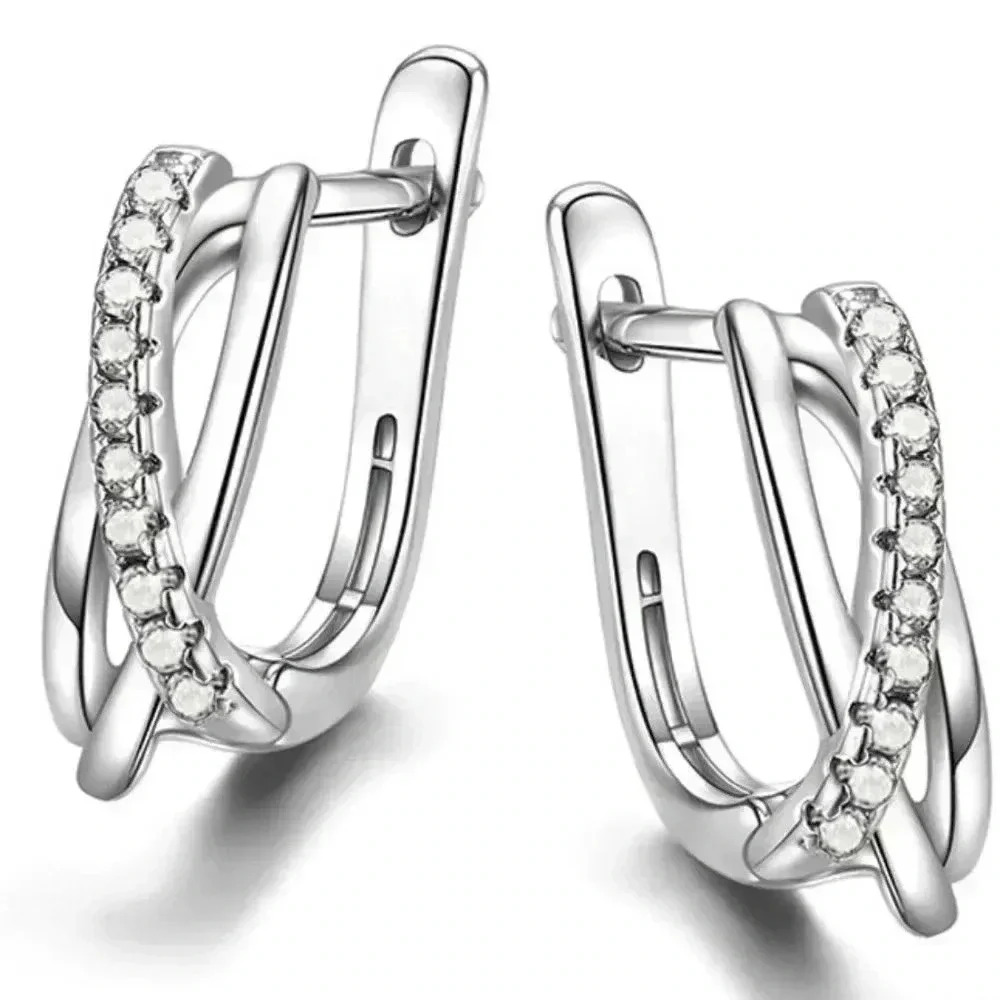 💞 Dainty White Tiny Round CZ Twisted Irregular Stud Earrings, GPMB1432